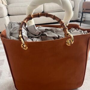 *NEW* Mark & Graham Leather Bag with Bamboo Handles